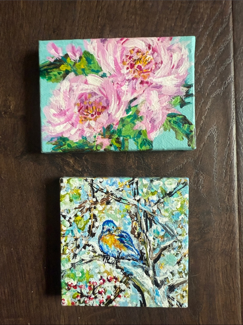 Local Original Art - Acrylic Painting - Winter Robin/Bird